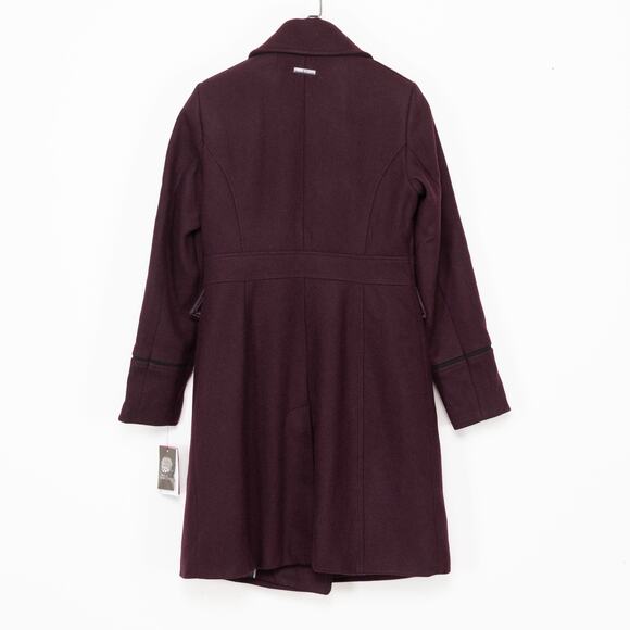 Vince Camuto Women Double-Breasted Long Wool Coat Port Size S - Picture 6 of 9